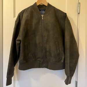 Scoop • Vegan Leather Bomber Jacket • Ribbed Trim • Size L